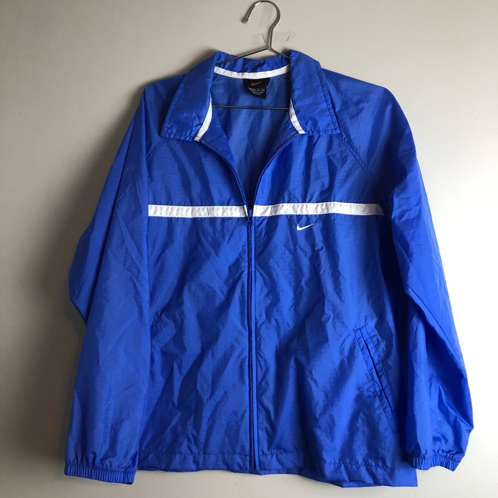 Nike Windbreaker with Embroidered Swoosh, Unisex (Size M), Blue, Flawed